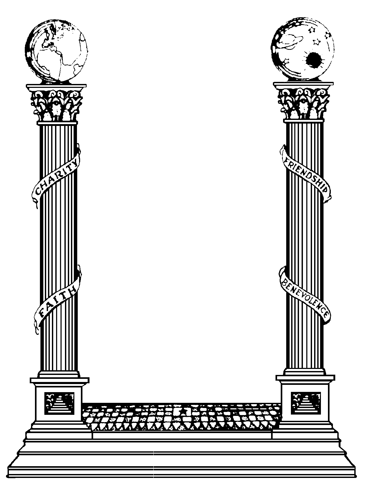 2 pillars on steps