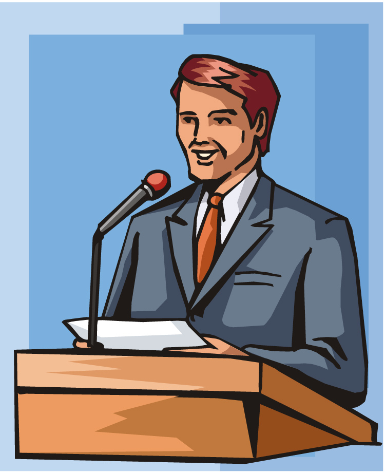 speaker at podium large